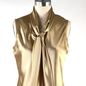 KASPER Gold Sleeveless Tie Tank Top for Women